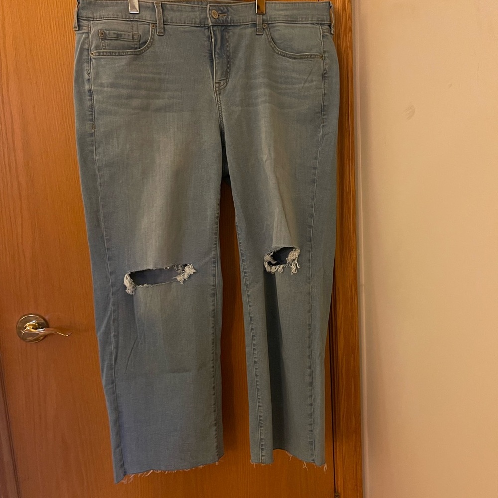 torrid Light Wash Distressed Ankle Crop Jeans